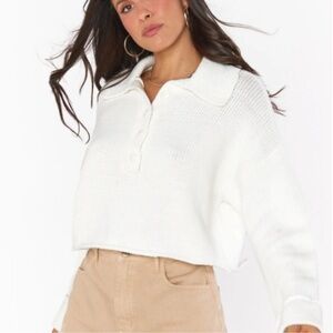 NWT Show Me Your Mumu Crawford Collared Sweater in White Size XXL